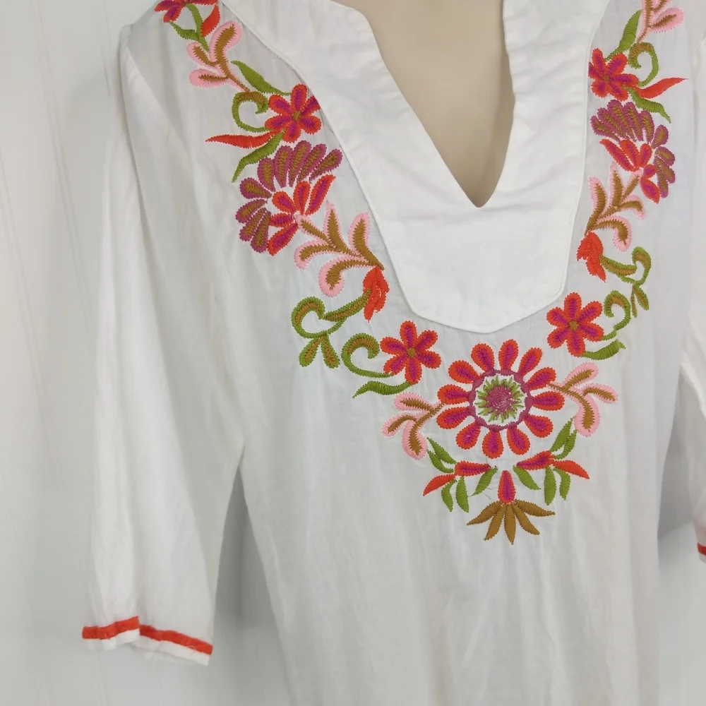 SOL Embroidered Cotton Tunic Top Sz M